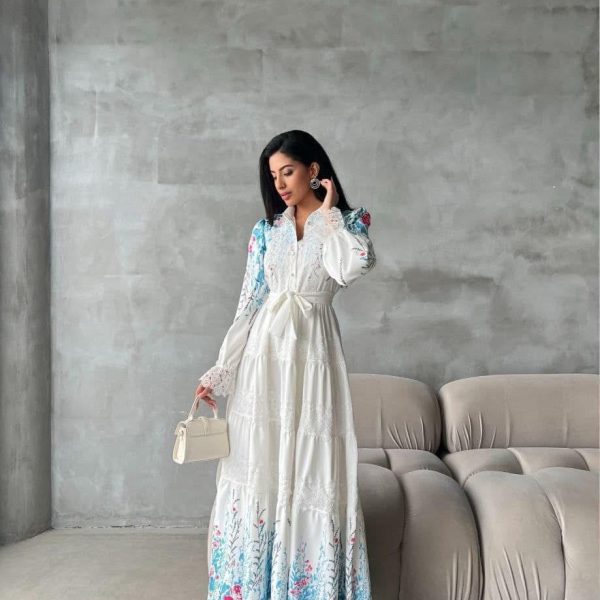 Maxi white & blue dress