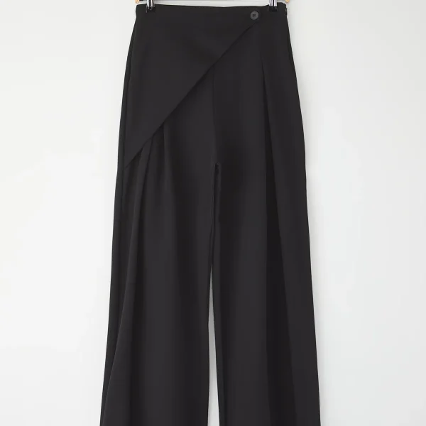 Black Cross Closure Detail Wide Leg/Wide Leg