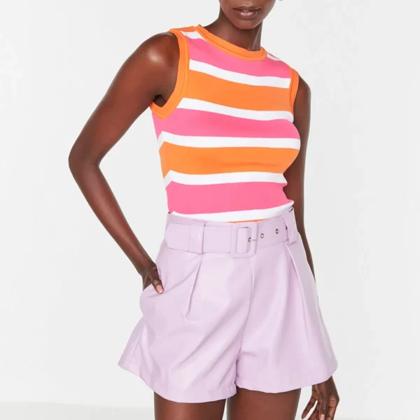 Colored Block Knit Blouse